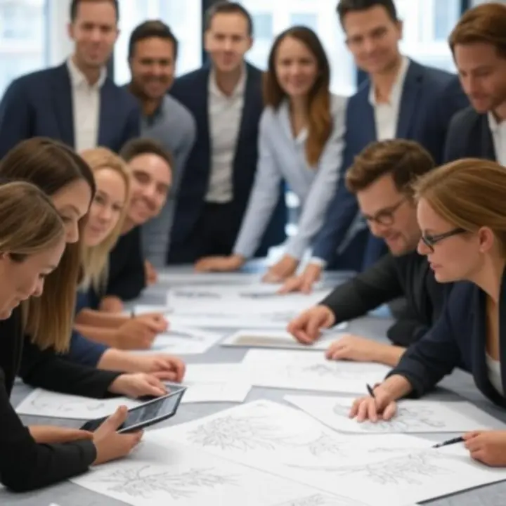 Zespół kreatywny PolishBrandingPro podczas burzy mózgów nad rozwojem marki klienta