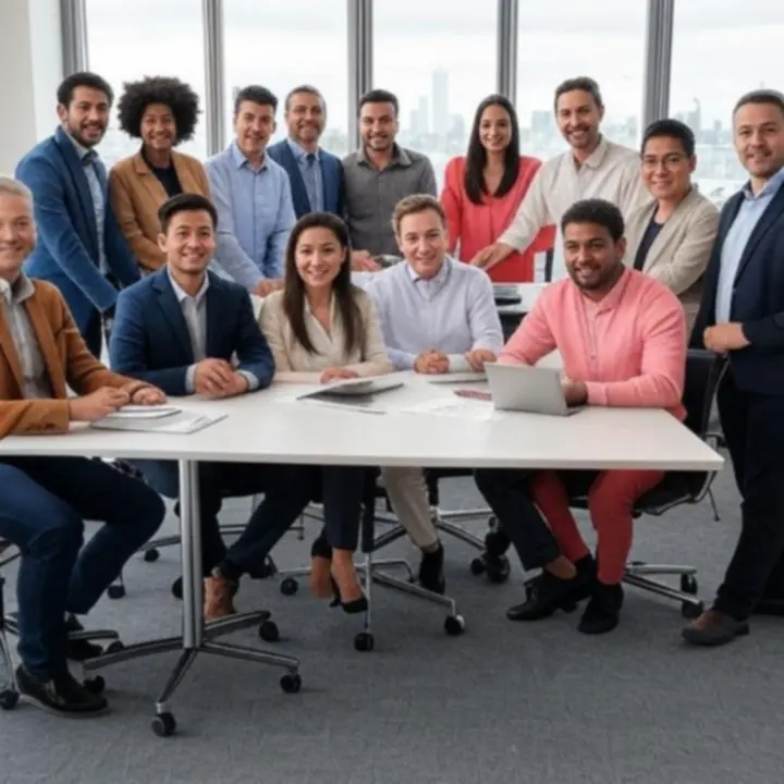 Zespół specjalistów PolishBrandingPro pracujący nad strategią marki przy dużym ekranie